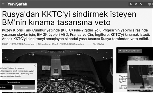 “Russia vetoes UN condemnation resolution seeking to intimidate TRNC” (translated title of article)