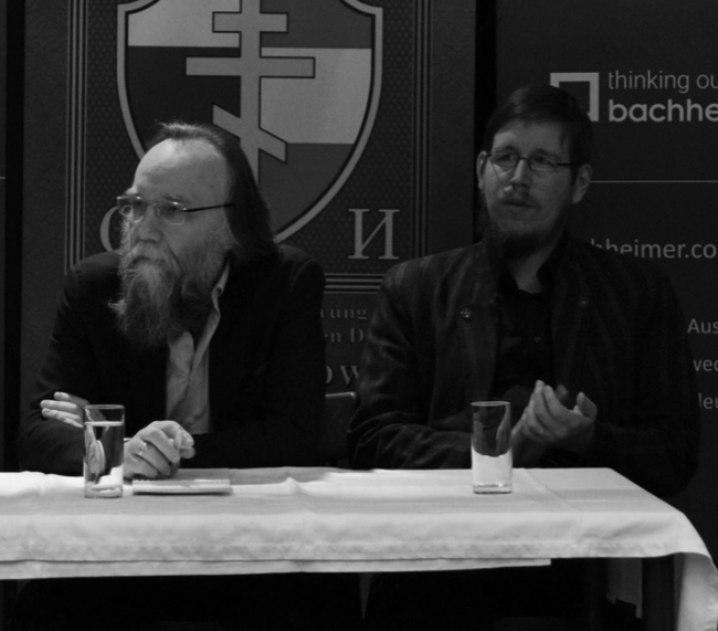  Source: Patrick Poppel with Alexander Dugin at the Suvorov Institute in Vienna, winter 2018 
