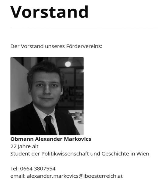 Alexander Markovics listed as head of the Identitarian Movement on their website. 04 November 2014