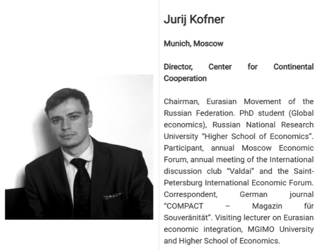 Jurij Kofner listed as a member on http://greater-europe.org/members . 25 July 2018