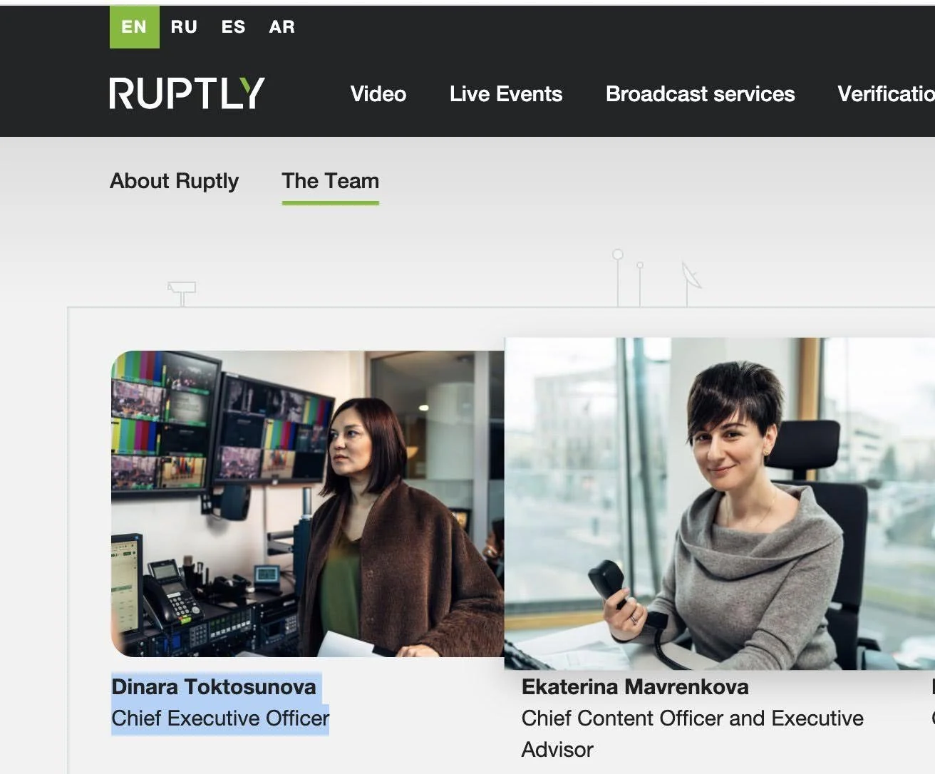  Screenshot taken from Ruptly’s old website   